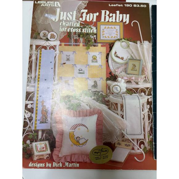 Lot of Vintage Baby Children Cross Stitch Pattern Booklets 80s 90s Leisure Arts - Picture 2 of 4
